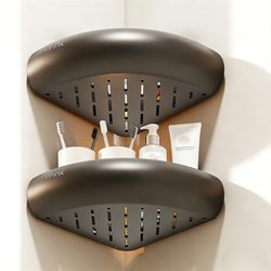 No-Drill Bathroom Shelf, Multifunctional Corner Wall-Mounted Triangular Storage Rack for Toilet, Shower, and Bath