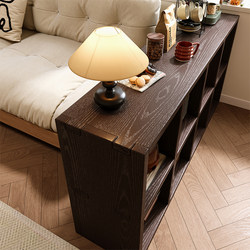 Sofa Side Solid Wood Bookshelf, Vintage Style Cabinet, Low Cabinet, Floor-Standing Cabinet, Partition Storage Rack, Bookcase, Side Cabinet Integrated
