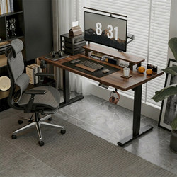 Solid Wood Electric Height-Adjustable Desk for Bedroom, Home Computer Desk, Study Desk, Gaming Desk, Office Desk, Adjustable Work Station