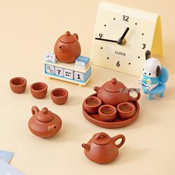 Mini Ceramic Tea Set Children's Toy Milk Tea Pretend Play Small Teapot Tea Tray Cup Set Decoration Craft
