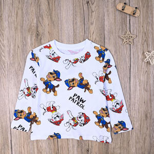 W Foreign Trade European and American boys spring and autumn cotton cartoon casual long-sleeved T-shirt top boys round neck bottoming shirt pullover
