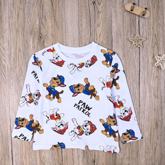 W Foreign Trade European and American boys spring and autumn cotton cartoon casual long-sleeved T-shirt top boys round neck bottoming shirt pullover
