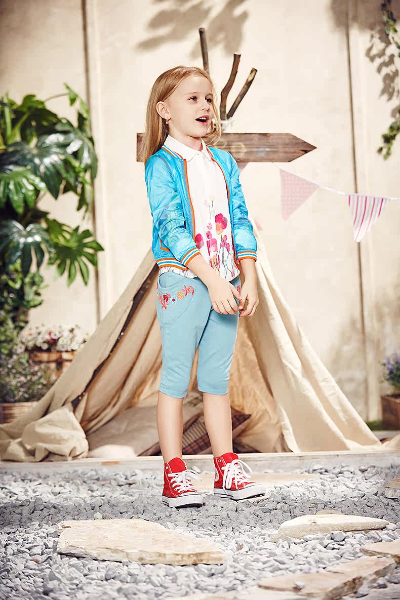 裂帛童装正品2015春夏新品罗纹圆领外套 防晒服女66140064