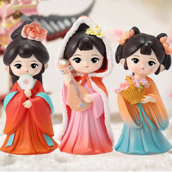 Chinese Style Ancient Beauty Wang Zhaojun Princess Hanfu Girl Resin Doll Desktop Ornament Gift for Female Friends