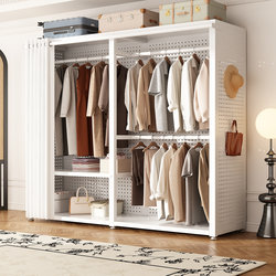 All-Metal Wardrobe for Bedroom, Multifunctional Storage Coat Rack, Small Apartment, White Wall-Mounted Integrated Storage Cabinet