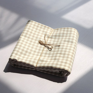 Minimalist Japanese style ins cotton linen tablecloth plaid dining table coffee table mat cover table fabric light luxury bedroom study desk