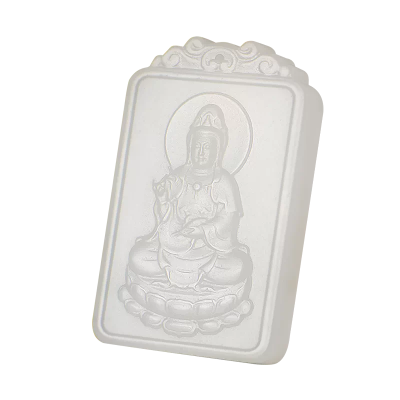 鑑別書付き本物】和田白玉 観音菩薩座像 仏像 佩玉 根付牌子 和田玉