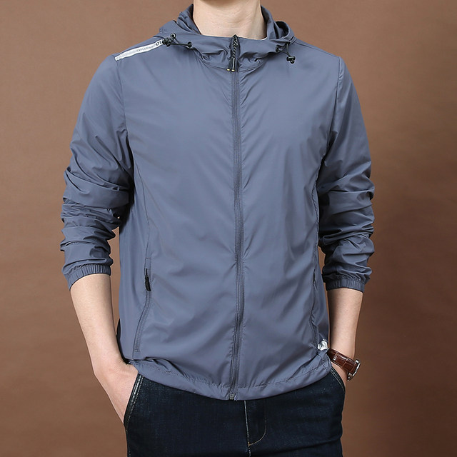 Summer sun protection clothing men's light hooded loose men's jacket ...