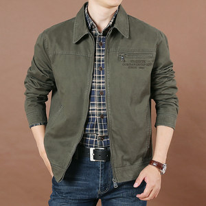 
2025 Autumn Business and Casual Pure Cotton Lapel Jacket Men's Loose Large Size Multi-Bag Working Jacket Jacket Trendy