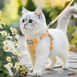 
Cat leash to prevent break-away and go out, special for cats, pastoral yellow pattern