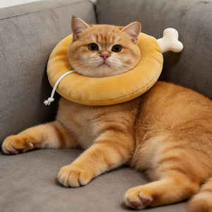 猫伊丽莎白圈猫绝育项圈猫咪软圈软头套毛绒颈圈柔软可调节小鸡腿
