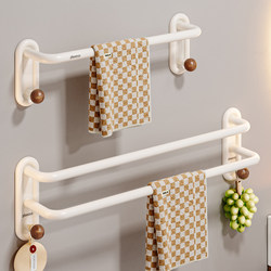 High-End Towel Rack for Bathroom, No-Drill Towel Storage Rack with Hooks, Single/Double Rod Dedicated Shelf