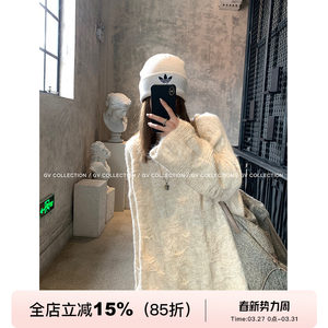 GV Dabai Ge Steak Misty S three -dimensional woven loose casual round collar sweater Lazy knitted coat women
