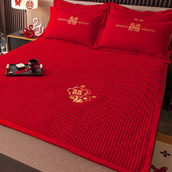 High-End Wedding Quilted Bed Protector, Autumn and Winter Newlywed Mattress, Flannel Foldable Mattress, Wedding Mattress Quilt