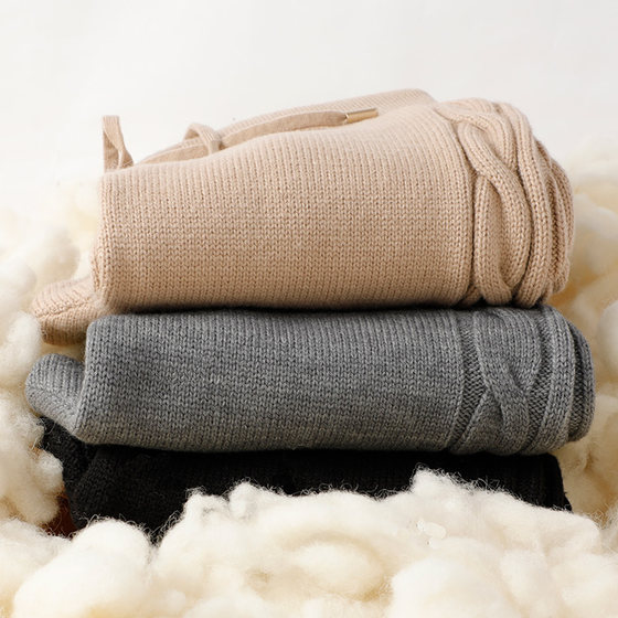 
Winter thickened wool pants for pregnant women, belly-supporting knitted warm pants, women's extra fat leggings, thick knitted velvet pants