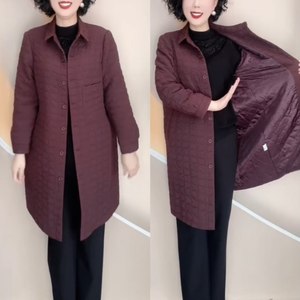 
Mid-length cotton coat for women, autumn and winter new style, warm cotton coat for mothers, loose and light quilted jacket, middle-aged and elderly women's clothing