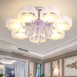 Living Room Lamp, Simple and Modern Led Ceiling Lamp, Bedroom Lamp, Warm and Romantic Crystal Lamp, Round Atmospheric Lighting Fixtures and Lighting