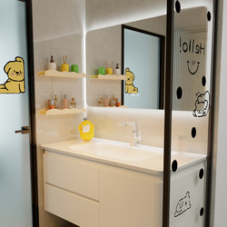 French-Style Cream-Colored Ceramic Integrated Basin Bathroom Cabinet Mirror Cabinet Combination Bathroom Storage Washbasin Hot-Bent Washbasin