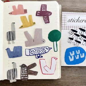 
Handbook creative funny paper-cut personality small animals birds plants stickers diary collage material diy stickers