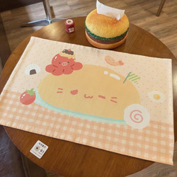 Tomato Egg Rice Bowl Vintage Japanese Cotton and Linen Cute LAOSHU Journal Background Tablecloth Dormitory Waterproof Dirt-Resistant Vintage Mat