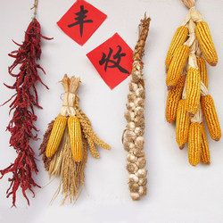 Dried Corn Cobs Farmhouse Decoration Bountiful Harvest Ornaments Corn on the Cob Red Pepper Hanging Decorations Harvest Festival Crops