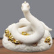 Solid White Jade Snake Statue, Black Python Snake Ingot, Zodiac Snake, Wealth Figurine, Home Craft Ornament, Real Figure for Worship
