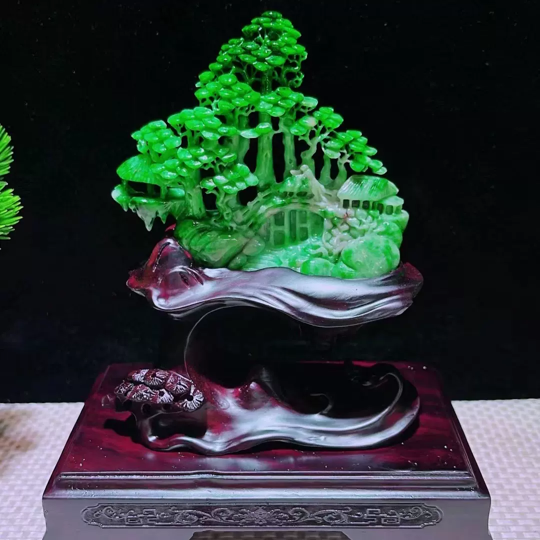 天然翡翠冰糯种精雕人物山水摆件佛公财神貔貅玉石雕刻
