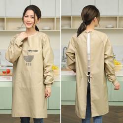 Apron for Kitchen Use 2025 New Model for Women, Waterproof and Oil-Proof, Long-Sleeved Workwear for Catering, High-End, Youthful Style Smock
