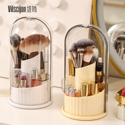 Makeup Brush Storage Tube Rotating Dust-Proof Dressing Table Cosmetics Storage Box Lipstick Eye Shadow Storage Rack Desktop Pen Holder