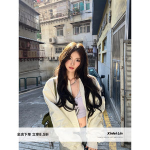 Xinlei Lin's Time Traveler's Wrinkled Texture Pilot Short Jacket Jacket Women's Spring New Style
