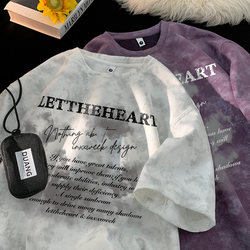 American-Style Tie-Dye Short-Sleeve Men's T-Shirt, High Street Fashion Brand, Loose Fit, High-End, 2026 Summer New Half-Sleeve Suede Top