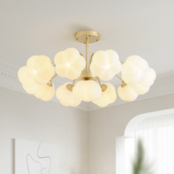 Nordic Cotton Living Room Chandelier, Creative Cream Style, Modern Minimalist Hall Main Light, Light Luxury Internet-Famous Pumpkin Dining Room Lamp