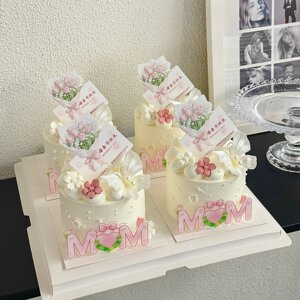 
2026 Internet Celebrity Mother's Day Acrylic Cake Decoration Insert Mother's Day MOM Pearl Butterfly Baking Insert