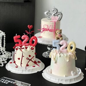 
Internet celebrity 520 Valentine's Day atmosphere cake decoration 520 digital candle plug-in Cocoa Bear dessert table decoration