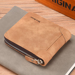 Men's Short Wallet for Young Students, Zipper, Personalized, Multi-Functional Card Holder, Integrated Men's Wallet, Horizontal Style Money Clip