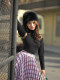 CAN winter new style printed plaid a-line pleated skirt for women with high waist slim and versatile mid-length skirt