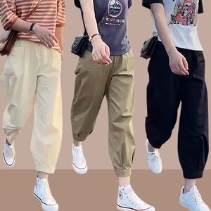 2025 summer new harem pants for women high waist thin loose cropped pants work pants casual dad pants