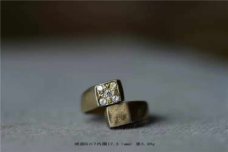 vintage欧洲回流复古几何造型800银镶嵌锆石活动圈口戒指回流首饰-Taobao