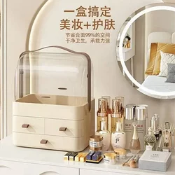 Cosmetics Storage Box Dormitory Desktop Dust-Proof Organizer Dressing Table Skin Care Product Storage Rack with Lid Makeup Box