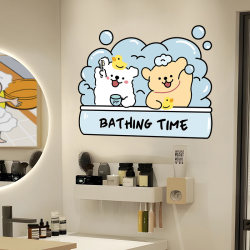 Line puppy glass sticker creative kitchen anti-collision door sticker self-adhesive cartoon bathroom bathroom sticker decorative painting