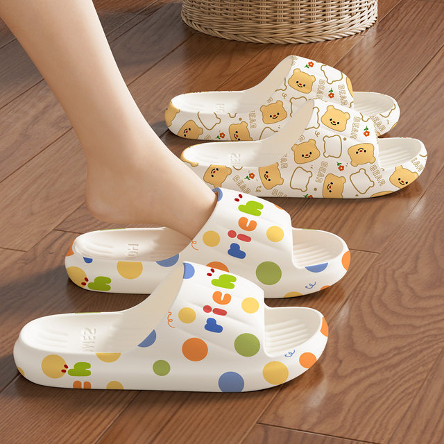 Polka dot slippers for women in summer wear 2024 new home interior bathroom bathing anti-slip anti-odor couple sandals