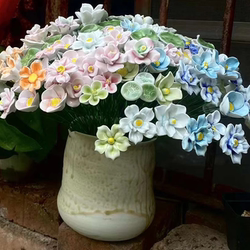 Jingdezhen High-Temperature Handmade Ceramic Flower Artificial Flower Ornaments Graduation Commemorative Birthday Gift DIY Ceramic Bouquet