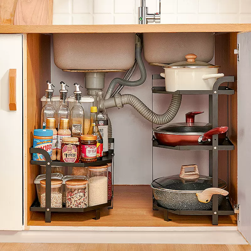 廚房鍋架豎放置物架廚房下水槽家用多層臺面轉角放鍋