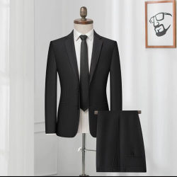 Black Suit Jacket for Men, Korean Style, Slim Fit, Casual Business Attire, Formal Wear for Young Men, Plus Size, Groomsmen Single-Piece Suit