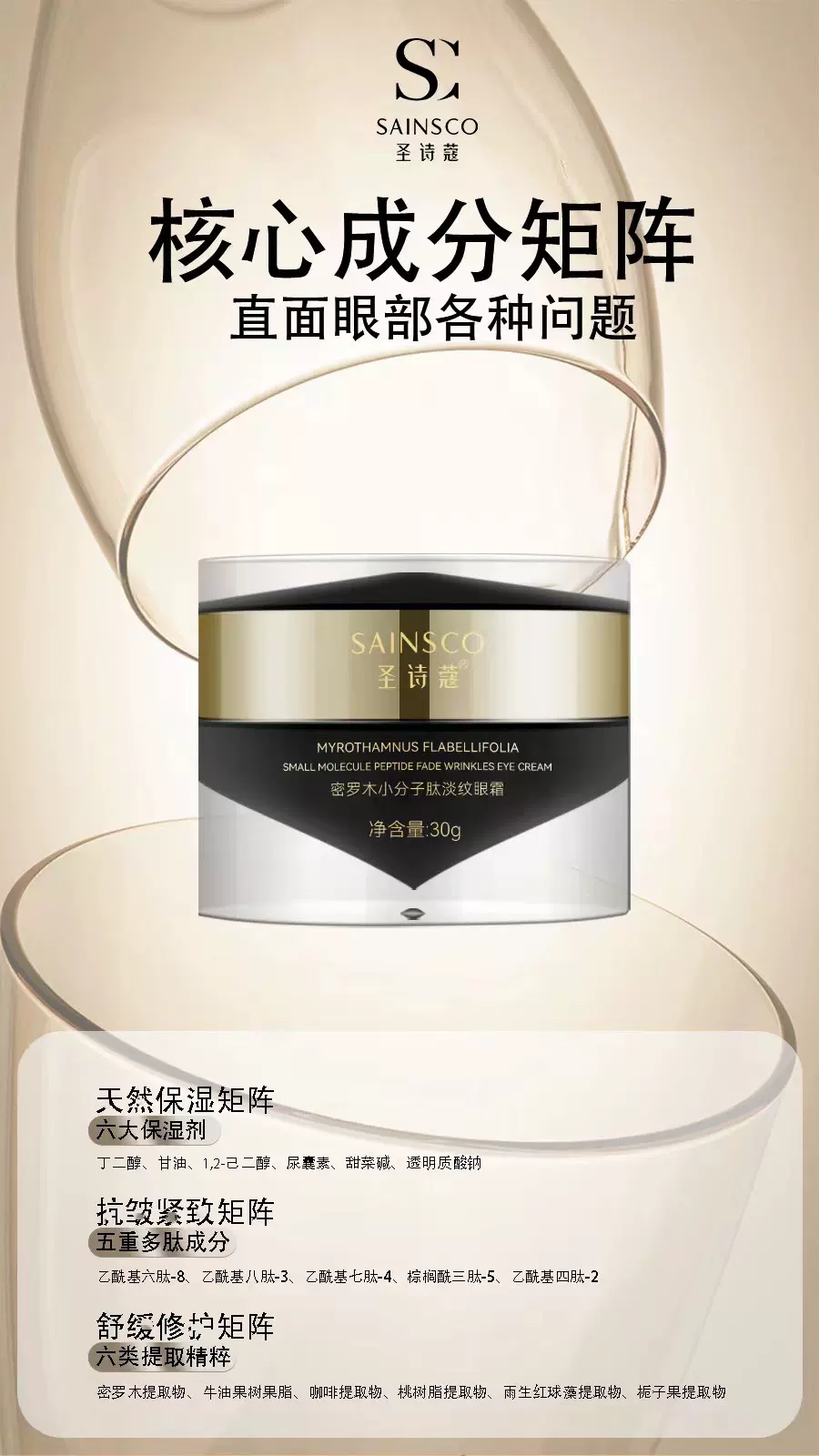 蝶婉丽圣诗蔻密罗木小分子肽淡纹眼霜30g