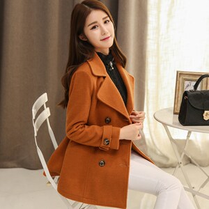 Xianwen Winter Winter long suit collar woolen woolen woolen women's Korean version slim dual double -breasted large size woolen coat
