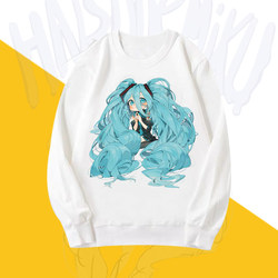Hatsune Miku Miku Collaboration Crewneck Sweatshirt for Men and Women, Anime Long-Sleeve Spring, Autumn, and Winter Couple Outfit Jacket Top