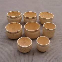 Purely handmade wicker rice bucket, folk craft wicker household basket, plaque, bamboo basket, bamboo basket
