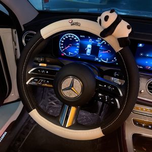 
Car steering wheel cover cute cartoon ice silk black and white summer season unisex car supplies decorative non-slip handle cover