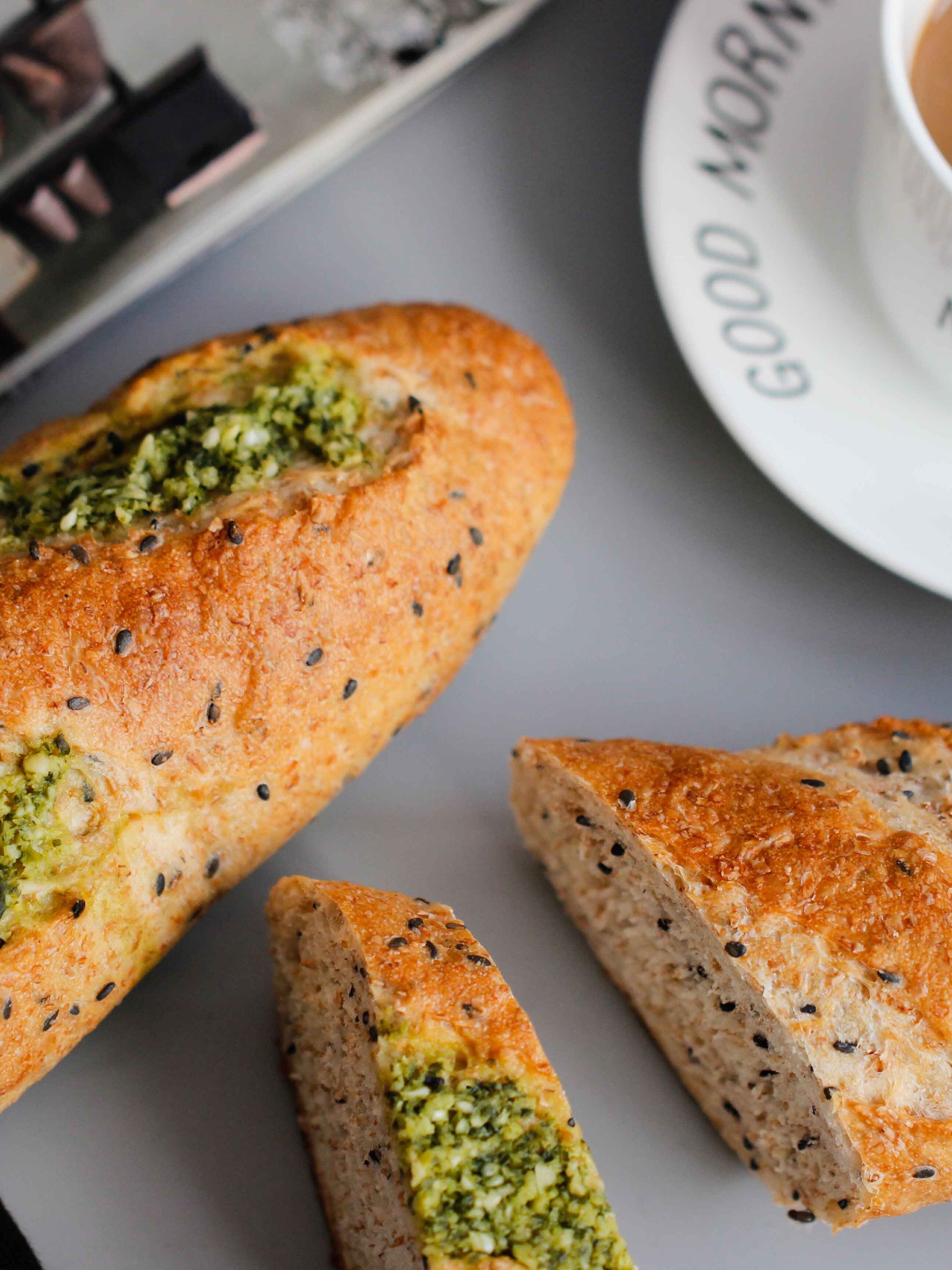 全麦法棍面包无蔗糖无油蒜香法棍健身代餐